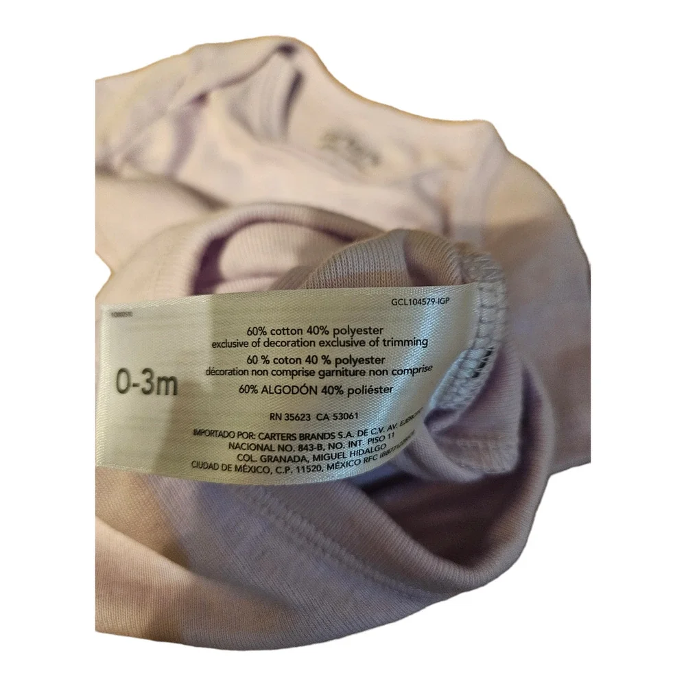 Carter's 0-3m Short Sleeve Purple Penguin Snap Closure Bodysuit